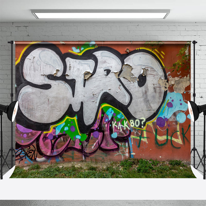 Retro Exaggerated Graffiti Wall Photography Backdrop - Aperturee