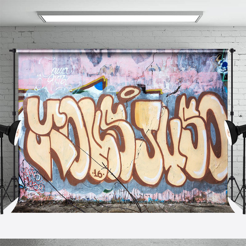 Street Art Pink Blue Graffiti Wall Photo Backdrop - Aperturee