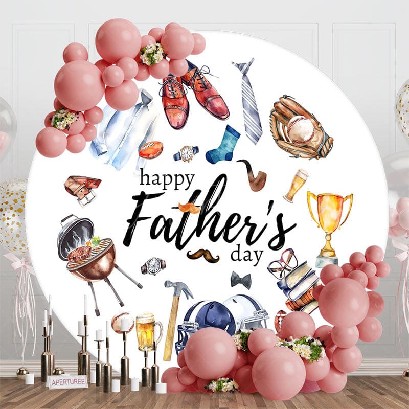 Various Gifts Rugby White Fathers Day Round Backdrop - Aperturee
