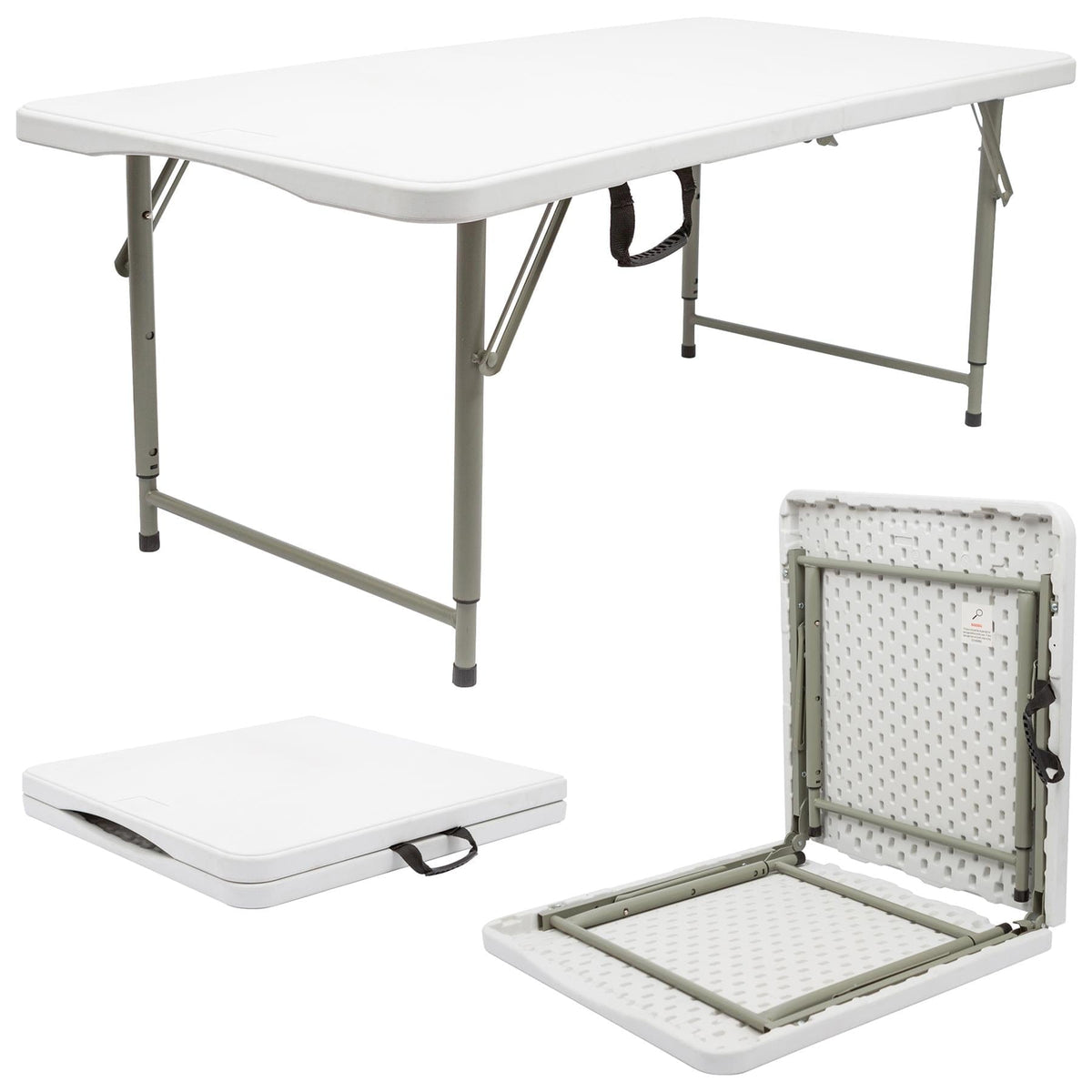 4ft (120cm) White Height Adjustable Folding Trestle Table