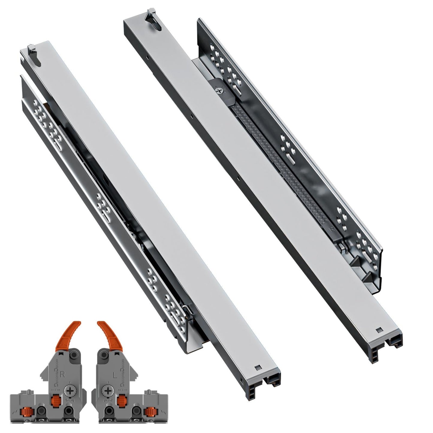 Undermount Drawer Runners 600mm - Push to Open, Full Extension - 590mm Drawer Length