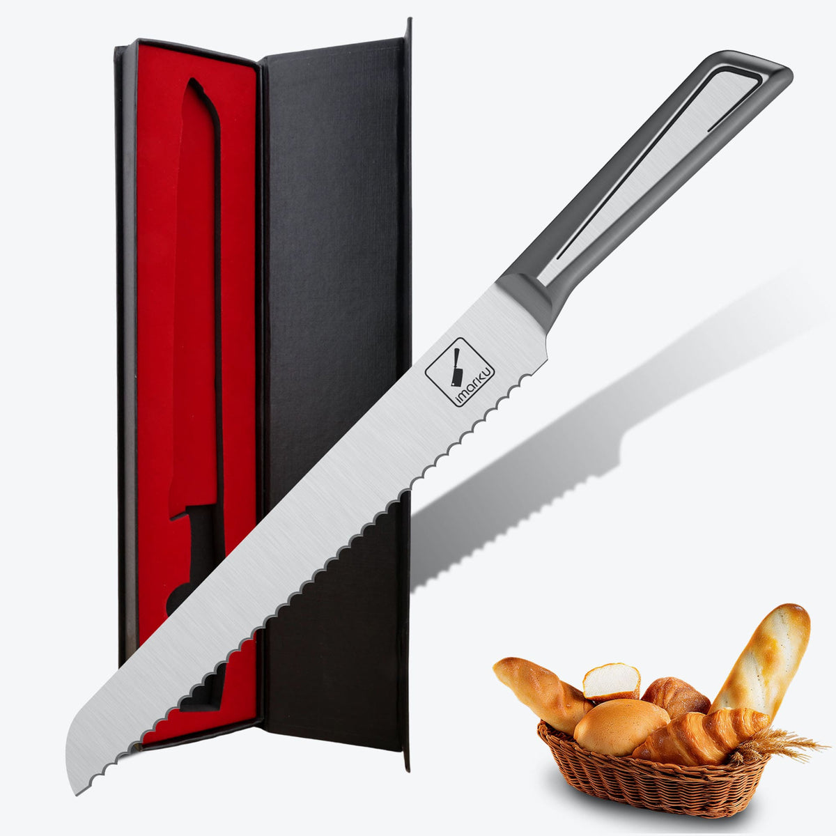 Japanese Serrated Bread Knife Razor-Sharp Carbon Steel Knife for Sourdough