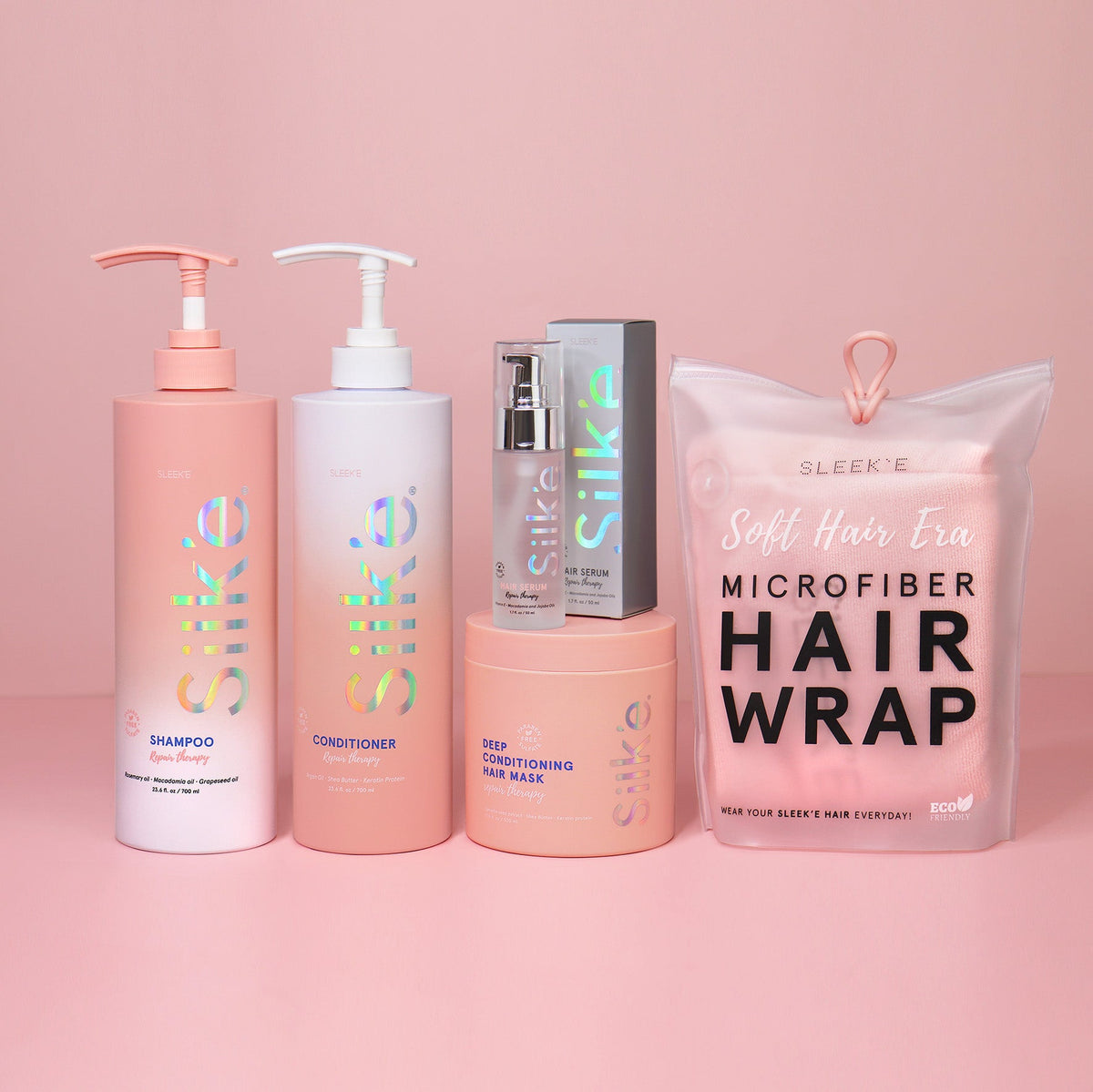 The Ultimate Hair Indulgence (Silk'e Repair Therapy Gift Set) - Big haircare + Microfiber Wrap