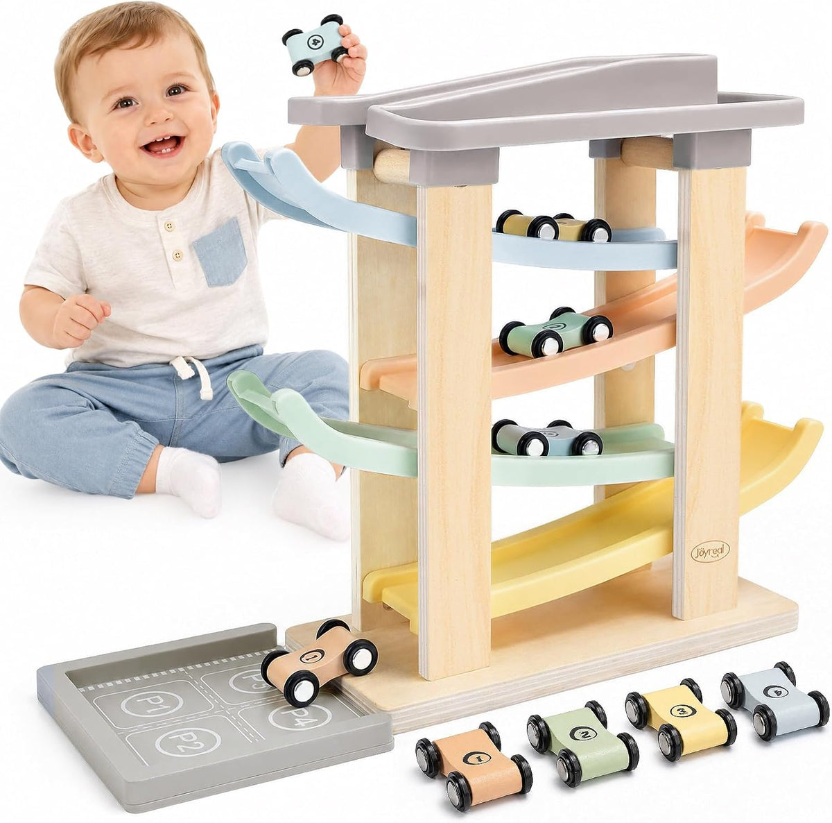 Car Ramp Toy with 4 Cars for Toddlers Ages 1–3