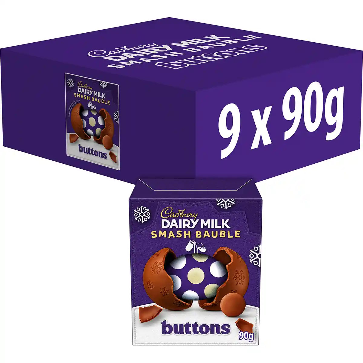 Cadbury Dairy Milk Buttons Smash Bauble 90g (Box of 9)