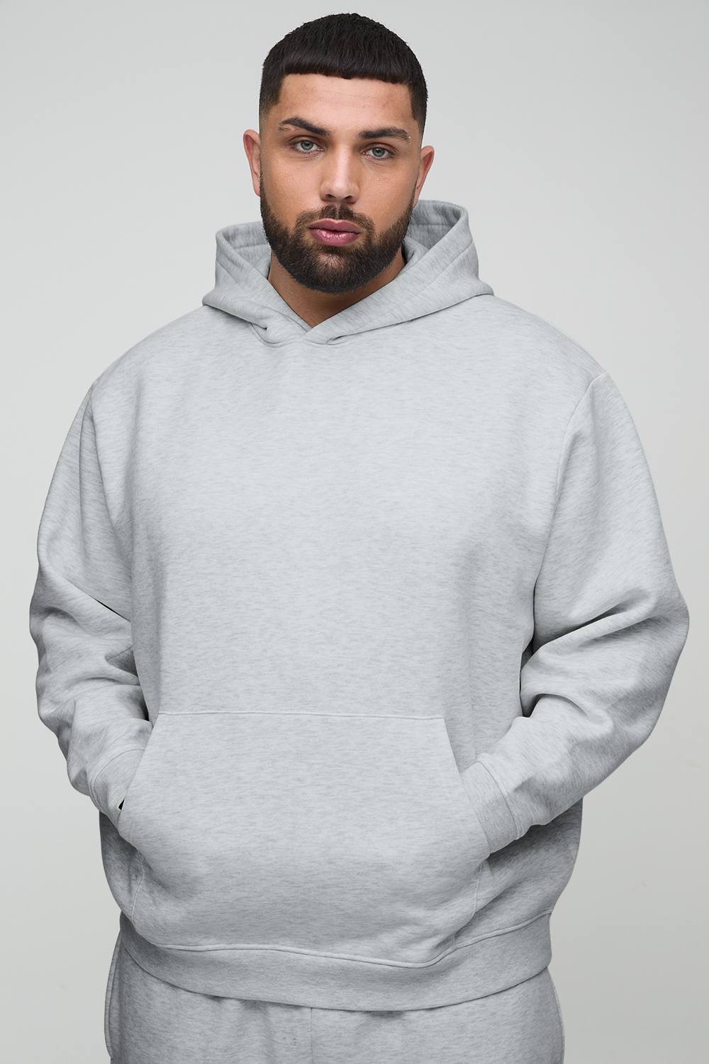Plus Essential Oversized Over The Head Hoodie | Grey Marl | Size 4XL