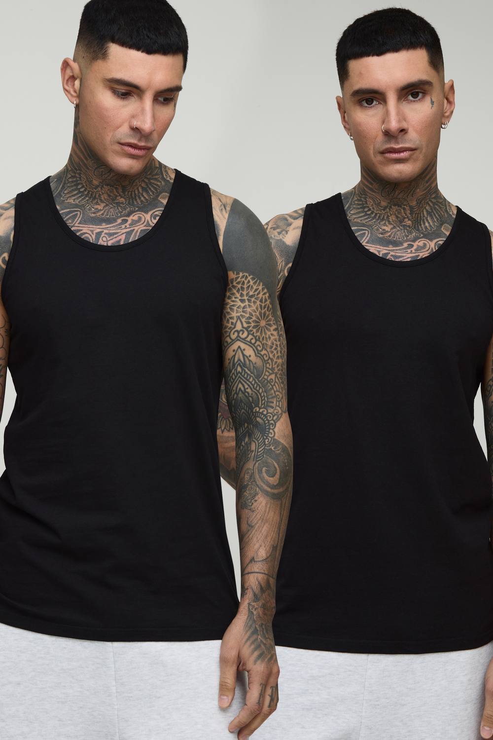 Tall 2 Pack Essential Regular Fit Vest | Black | Size Medium