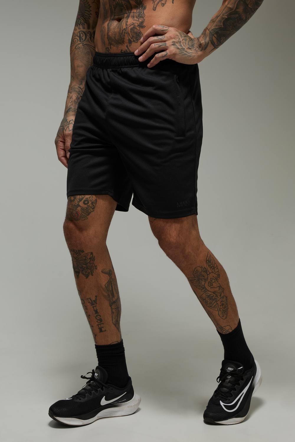 Tall Man Active Zip Pockets Stretch 7inch Gym Short | Black | Size Medium