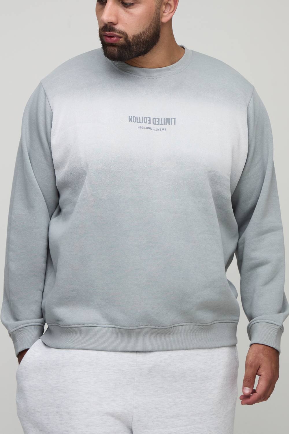 Plus Limited Edition Print Spray Wash Regular Fit Sweater | Charcoal | Size 2XL