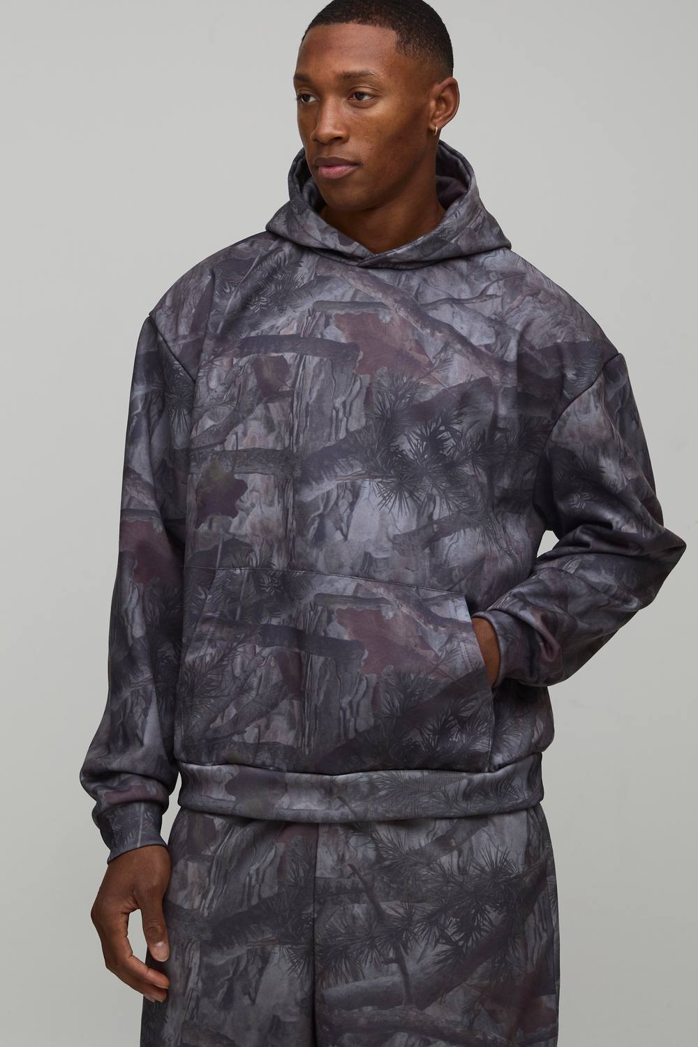 Washed Camo Boxy Oversized Hoodie | Size Medium