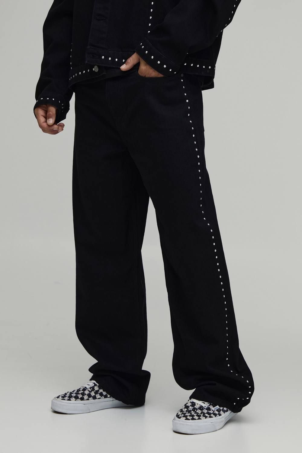 Studded Relaxed Fit Co-Ord Jeans | True Black | Size 34R