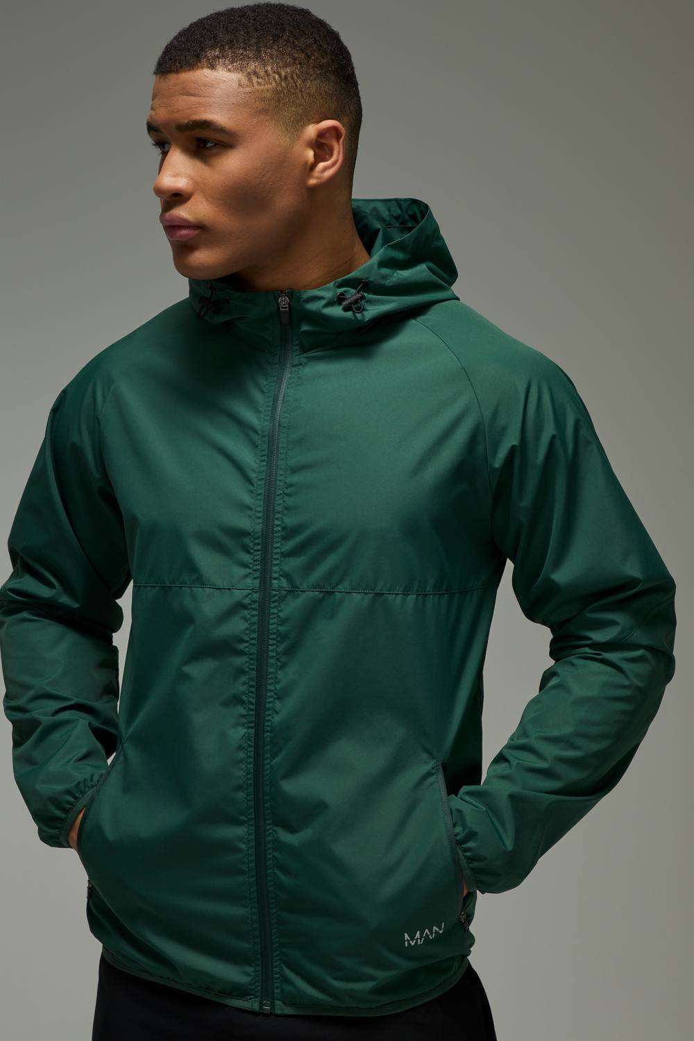 Man Active Shower Resist Ripstop Regular Fit Windbreaker Jacket | Green | Size Medium