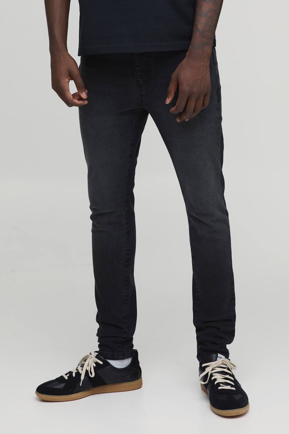 Essential Skinny Fit Stretch Washed Jeans | Washed Black | Size 40L