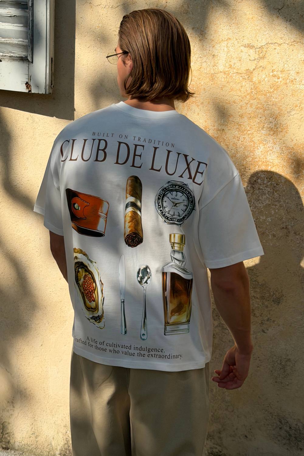 Men's Club De Luxe Oversized T-Shirt | Ecru | Size Medium | BOOHOOMAN