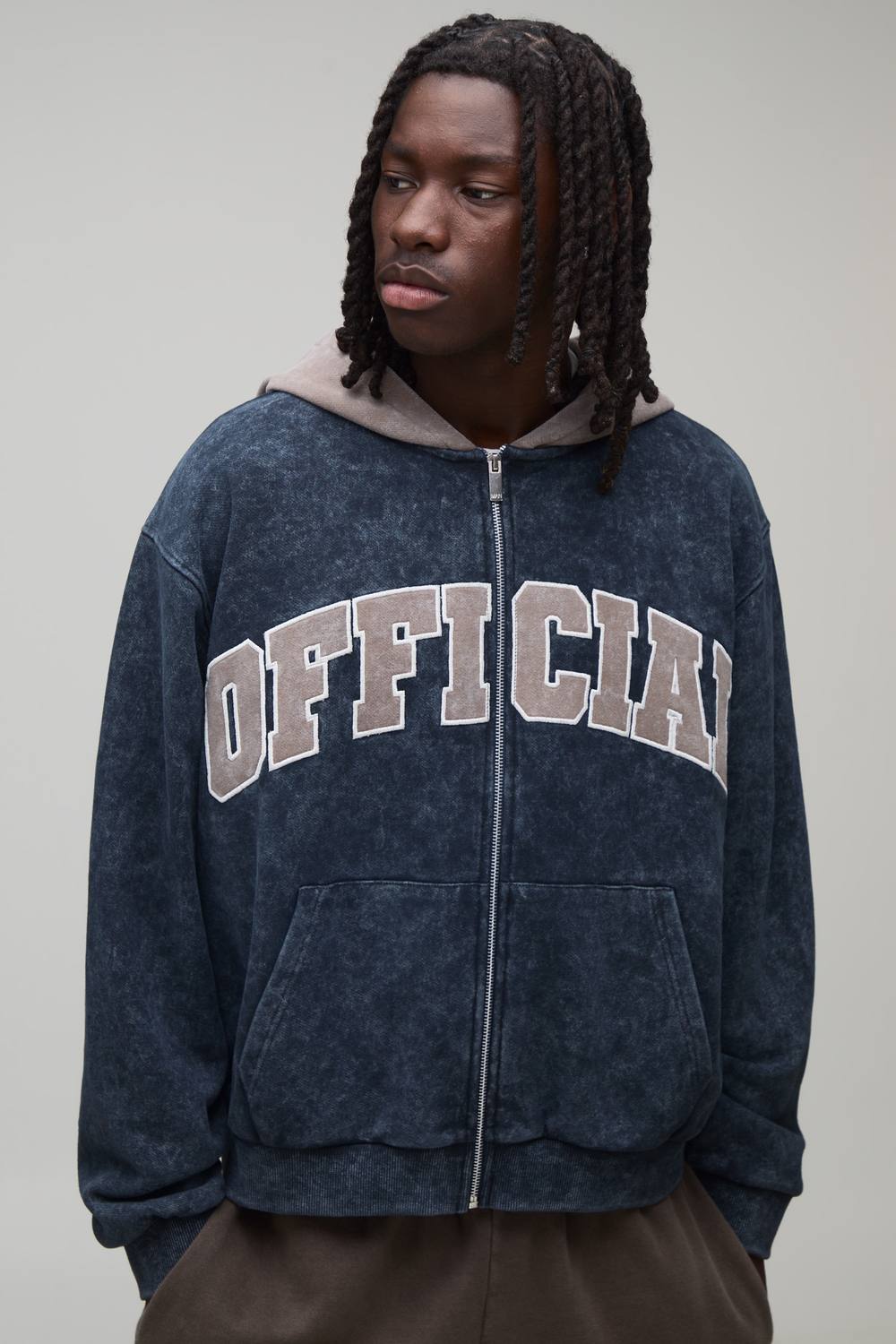 Oversized Boxy Official Applique Hoodie | Charcoal | Size Medium