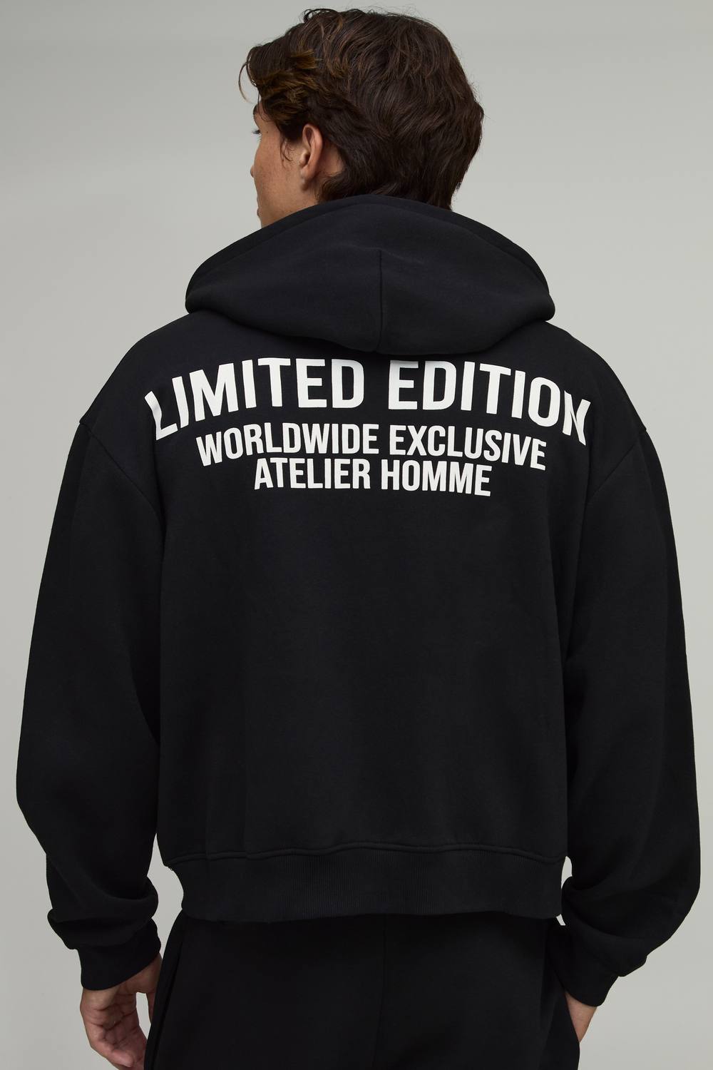 Oversized Boxy Limited Edition Zip Through Hoodie | Black | Size Large