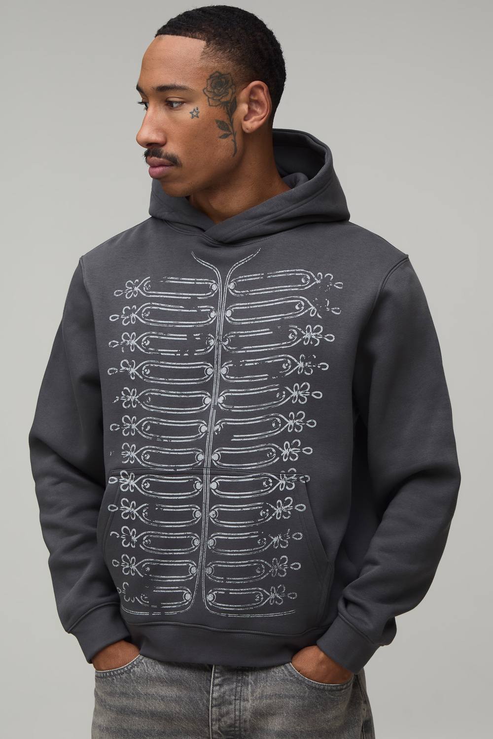 Charcoal Regular Napoleon Print Hoodie | Size Medium