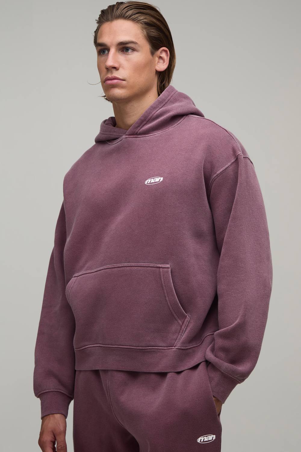 Oversized Man Sport Washed Hoodie | Red | Size Medium