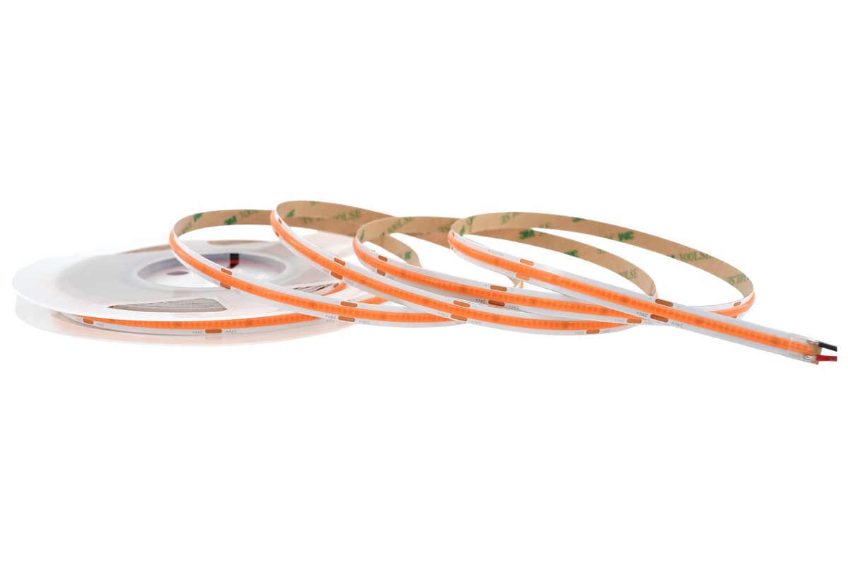COB LED Streifen 8 mm – 480 LEDs/m, 24V, 10W/m, 293 lm/m, 5m – Violett, IP33, punktfrei