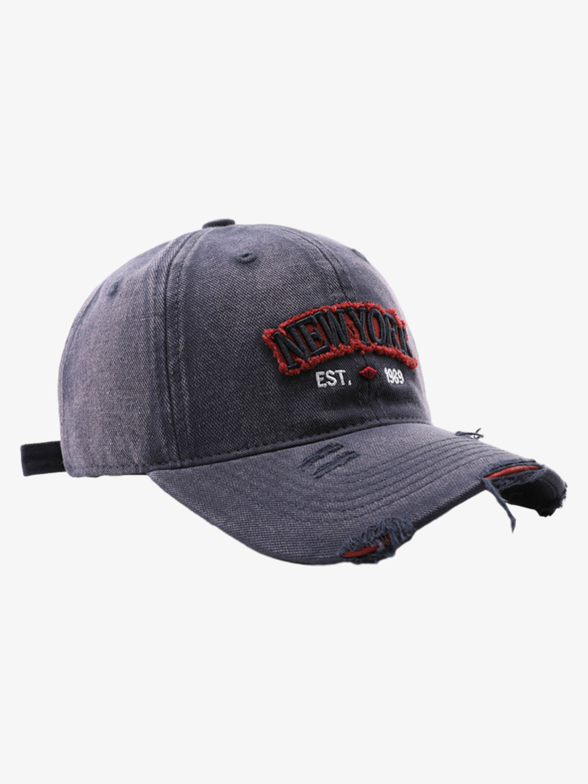 Vintage Washed Distressed Letter Embroidery Baseball Cap - Navy