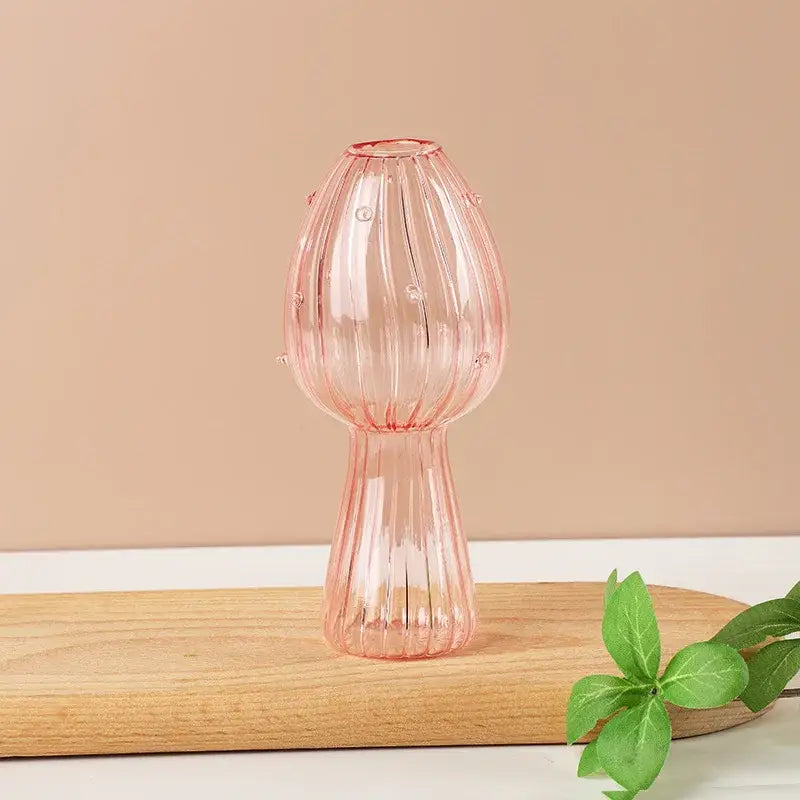 Ribbed Glass Aromatherapy Vase - Mini Pink