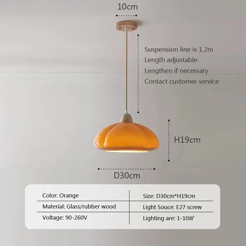Amber Glass Pendant Lamp - Orange