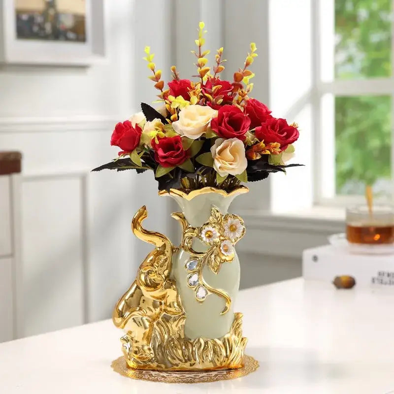 Gold Elephant Glass Vase - F