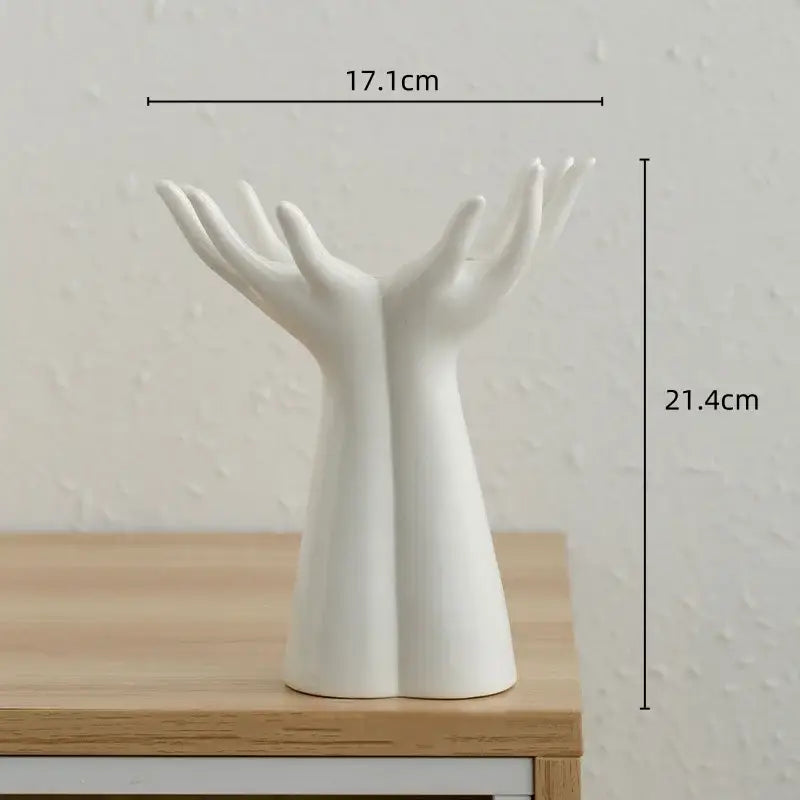 White Ceramic Hand-Shaped Vase Large or Small - L
