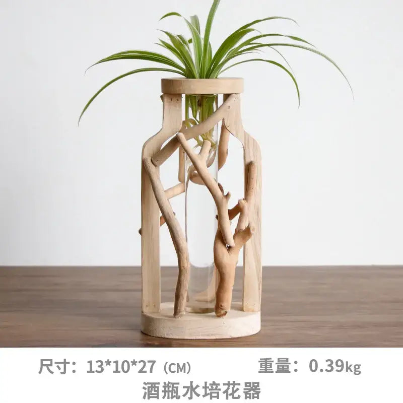 Handcrafted Wooden Glass Vase - A