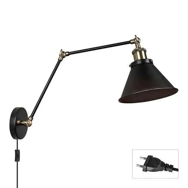 Black Plug Wall Sconce - EU Plug