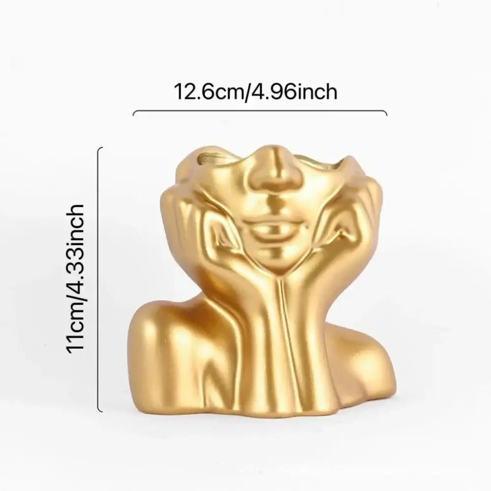White Human Body Resin Vase - golden