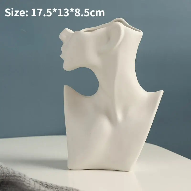 White Ceramic Head Vase - A