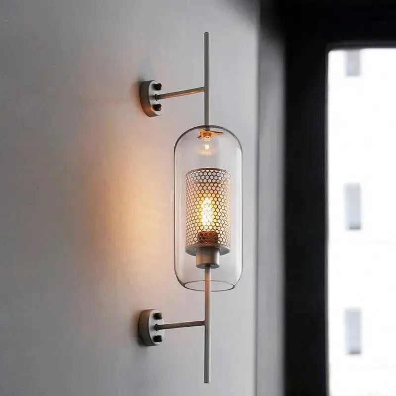 Amber Glass Brass Sconce - Pipe