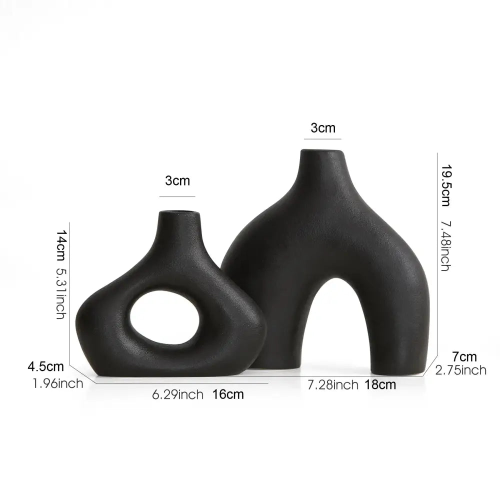 Matte Black Nordic Vase - vase 2pcs