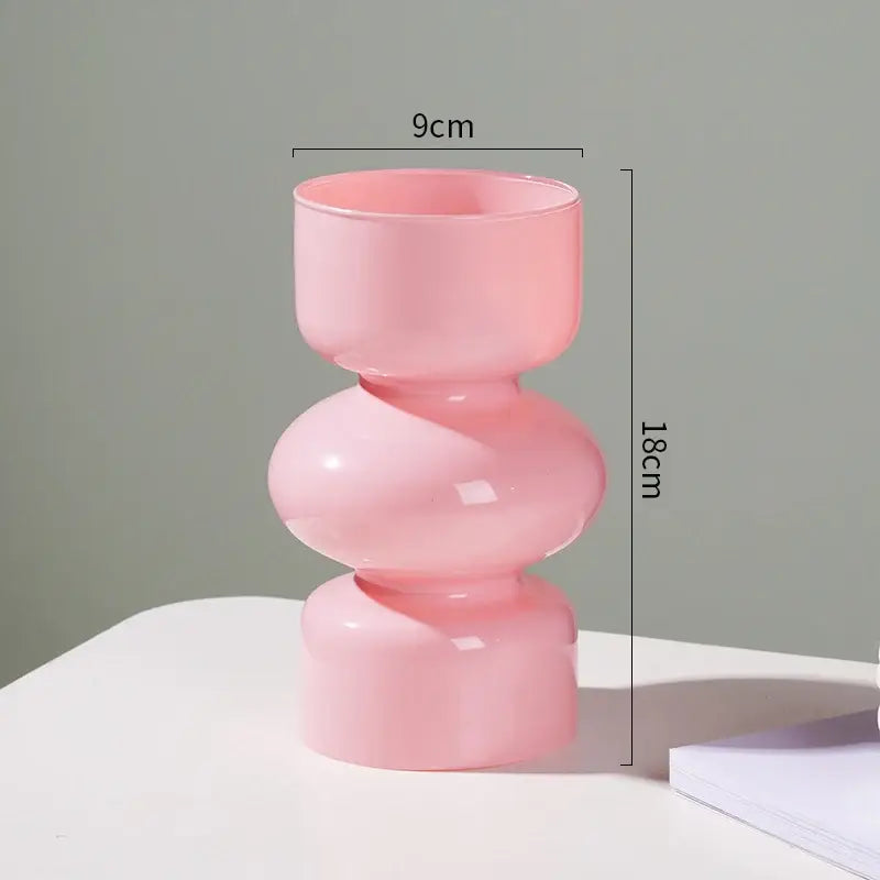 Black Stacked Ceramic Vase - Pink