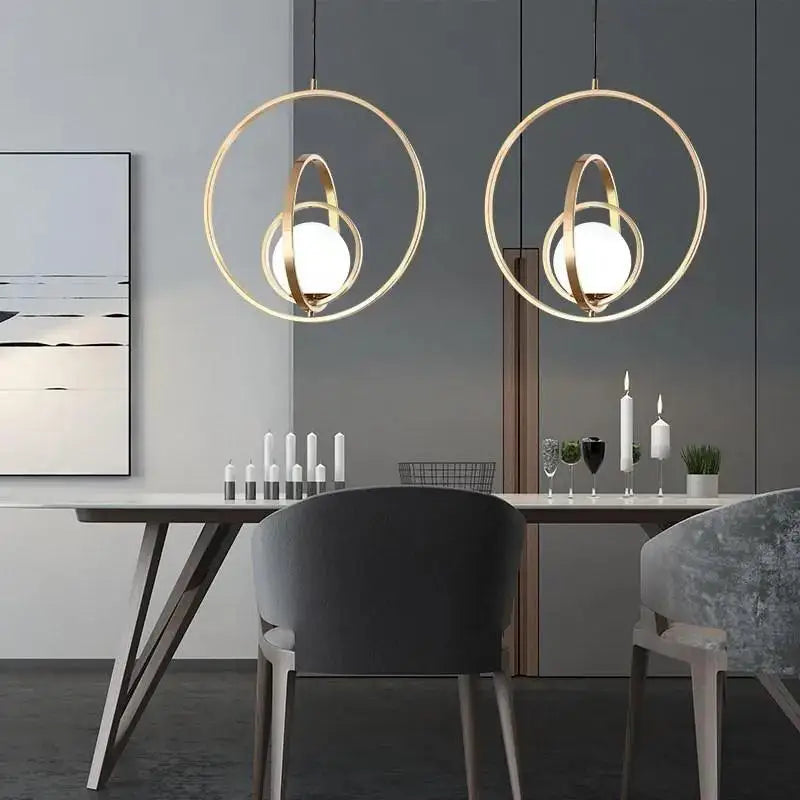 Gold Ring Pendant Light - 2 / Three Rings