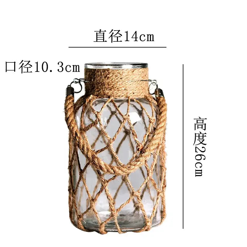 Glass Twine Hanging Vase - 14x26x10 cm