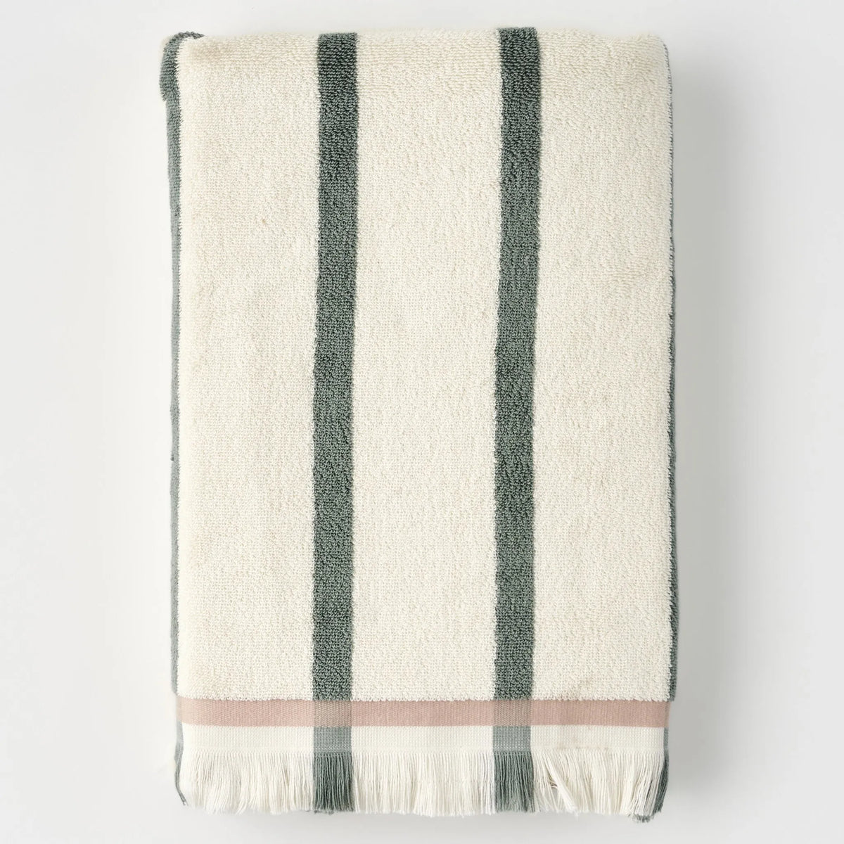 Ella Striped Cotton Bath Towel - Green