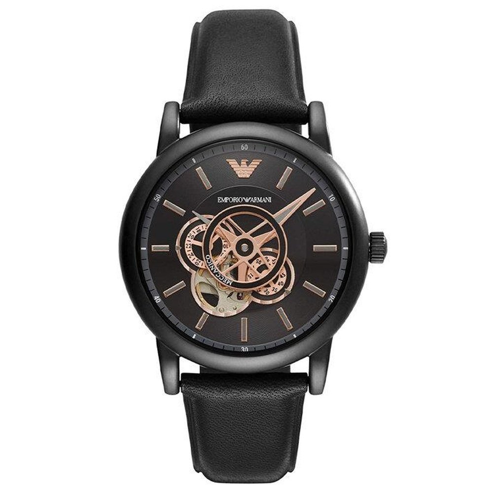 Emporio Armani AR60012 Sport Classic Luigi Black Dial Leather Band Mens Watch