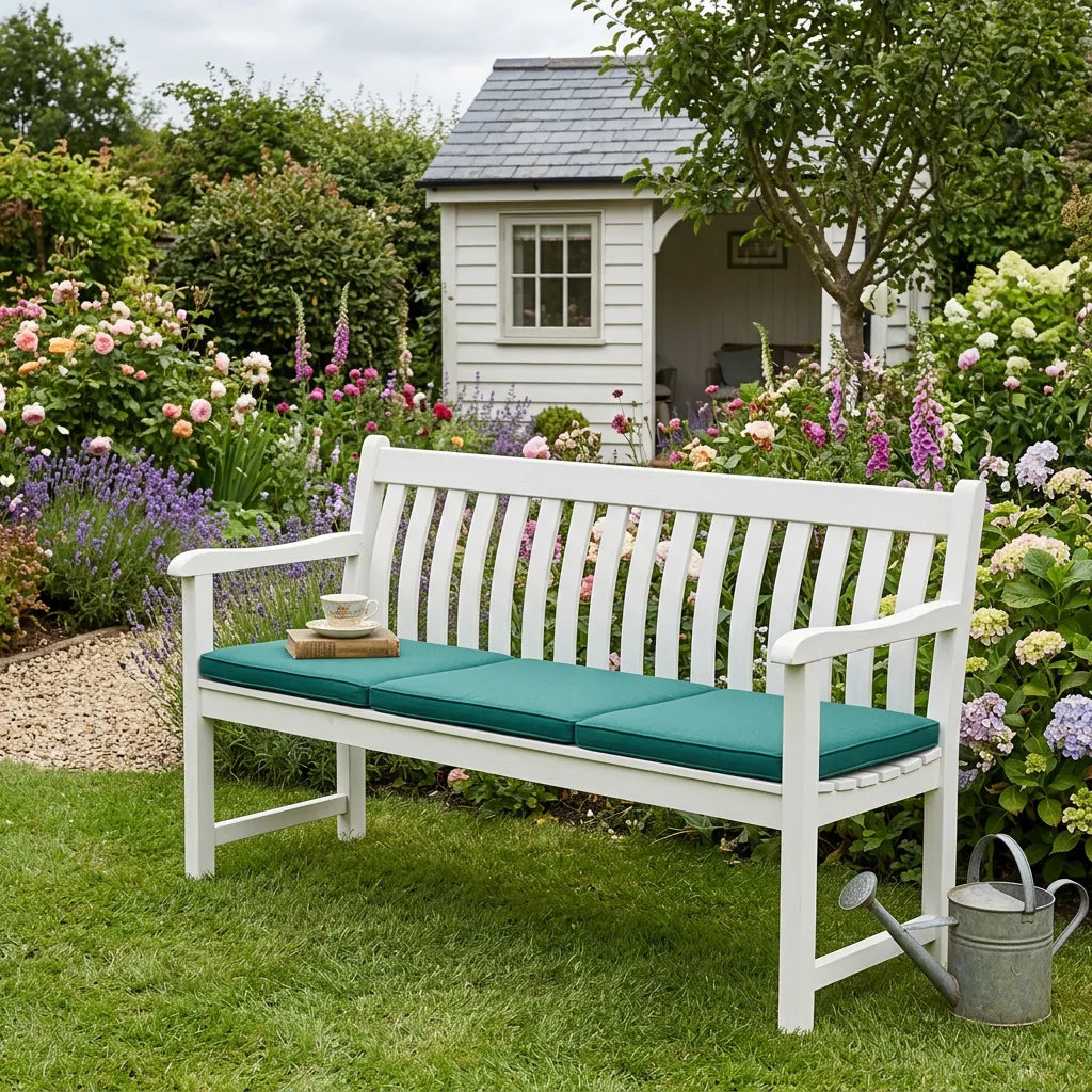 Foldable 3-Seater Bench Cushion Outdoor Garden Bench Replacement Seat Pad - Green