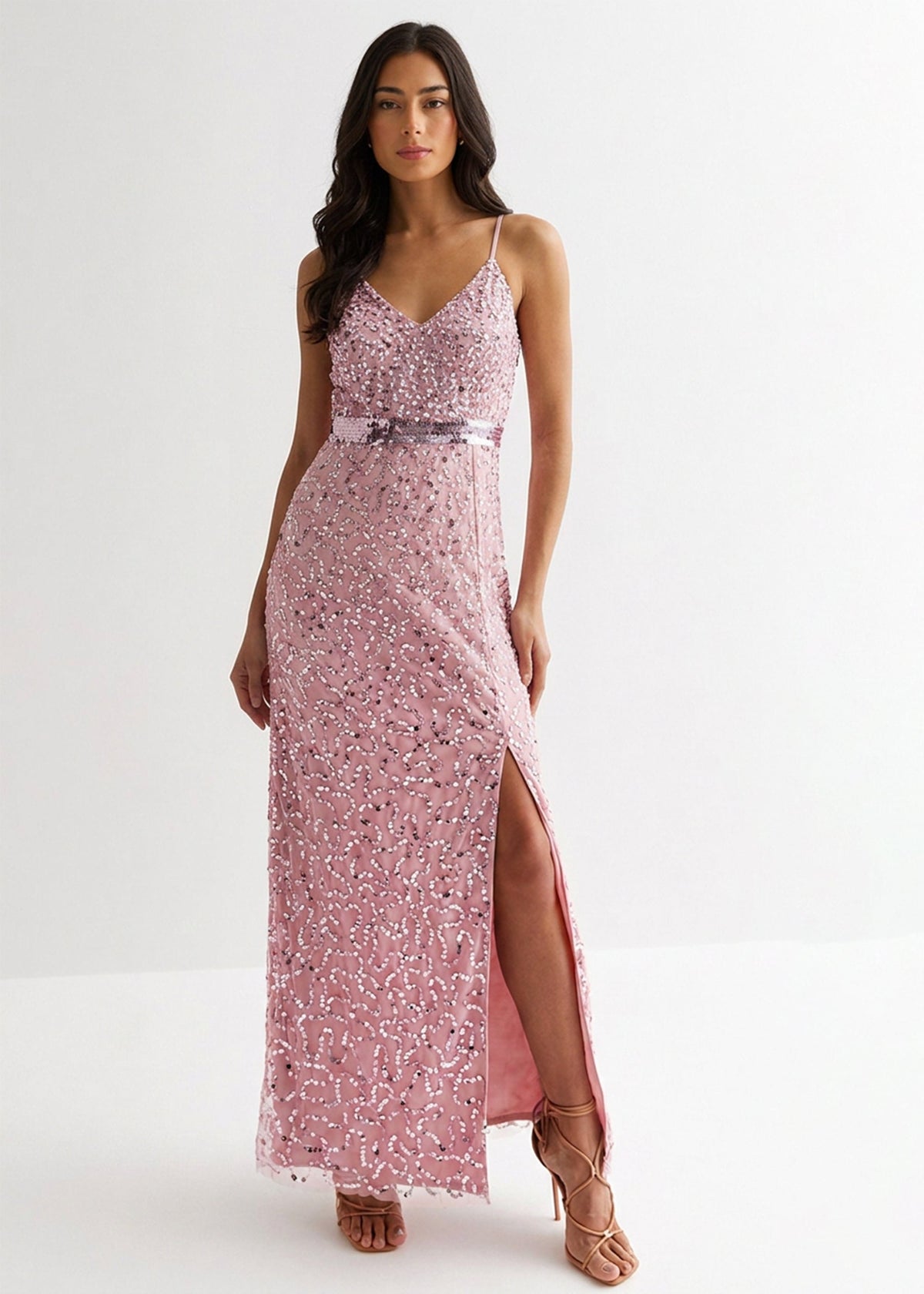 Blush Embelish Strappy Maxi Dress - UK 8 / US 4 / EU 36
