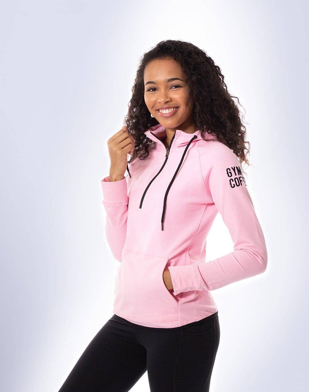Womens Living Pink Half Zip Hoodie - XS/8 / Living Pink