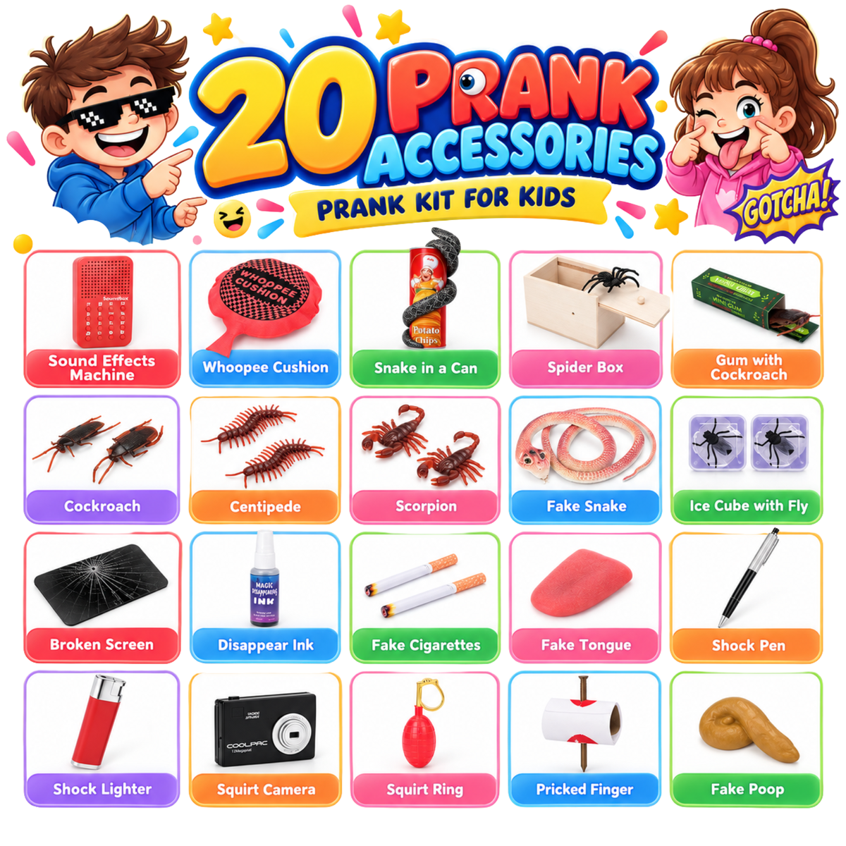 Prank Toys for Kids - 20 Funny Gags Practical Jokes Gifts