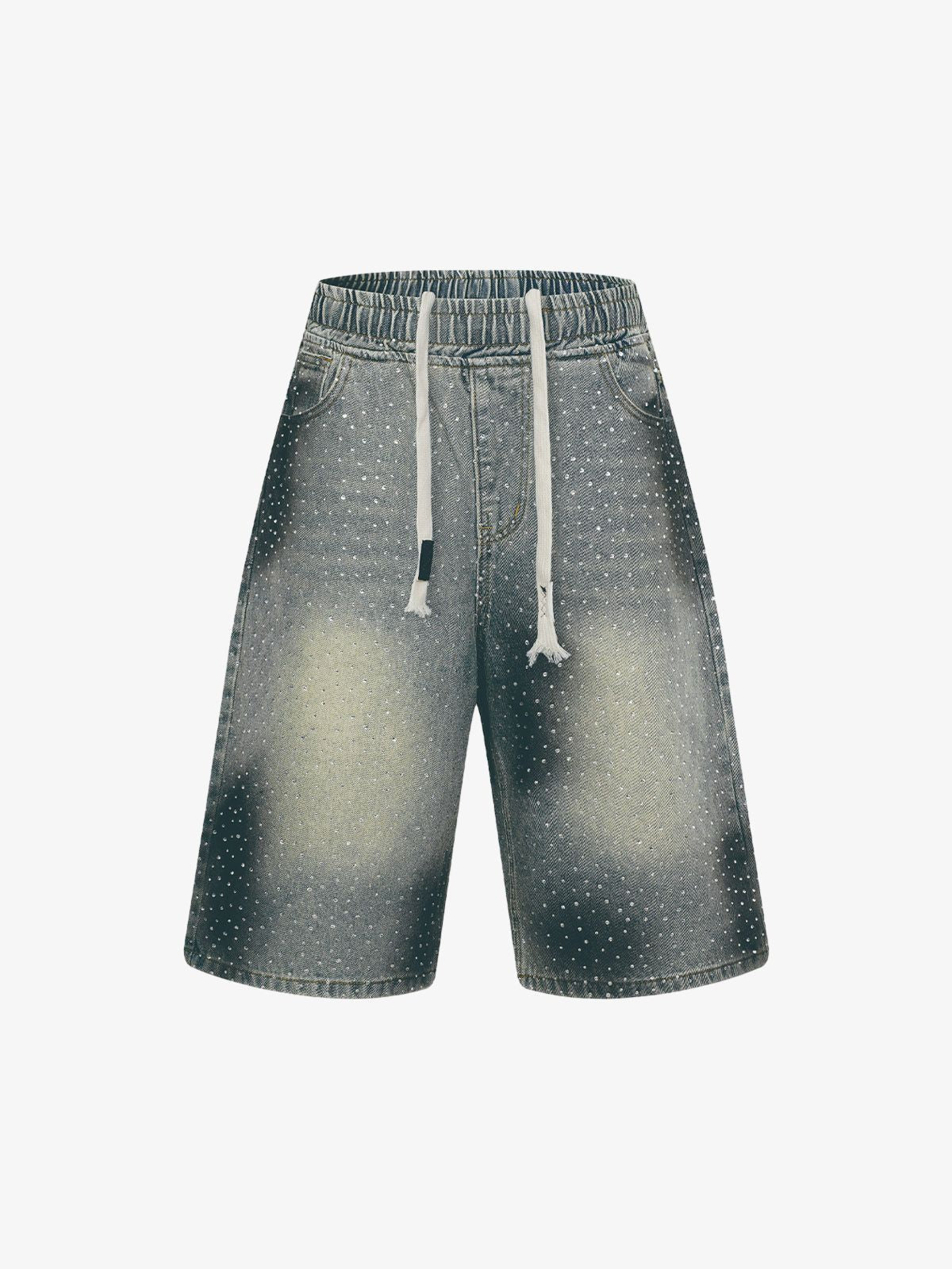 Heavy Diamond Drawstring Denim Jorts - Light Blue / M