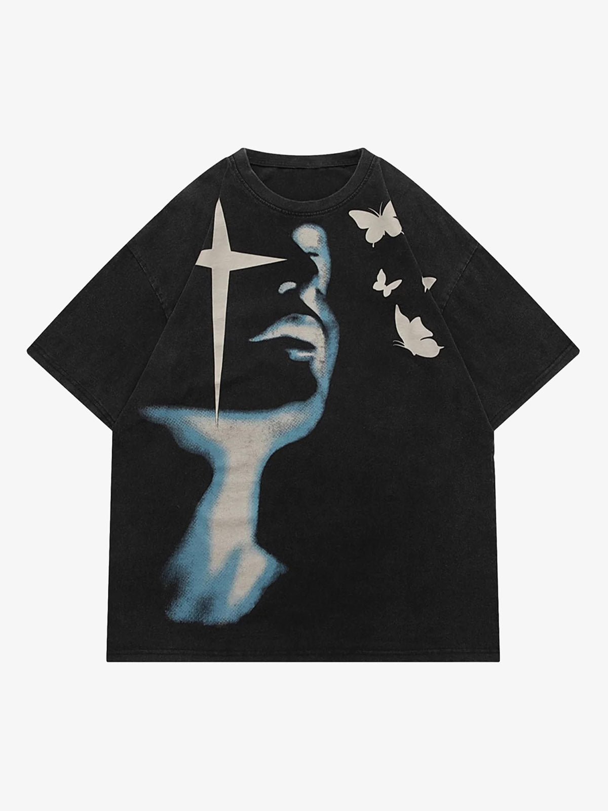 Thesupermade Abstract Portrait Print T-shirt - 1619 - Black / M