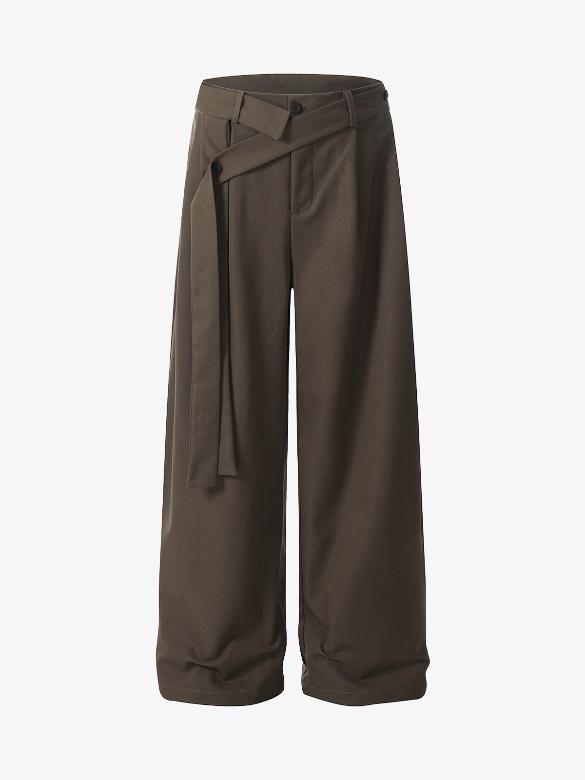 Pleated Belted Machete Track Pants - Coffee / S