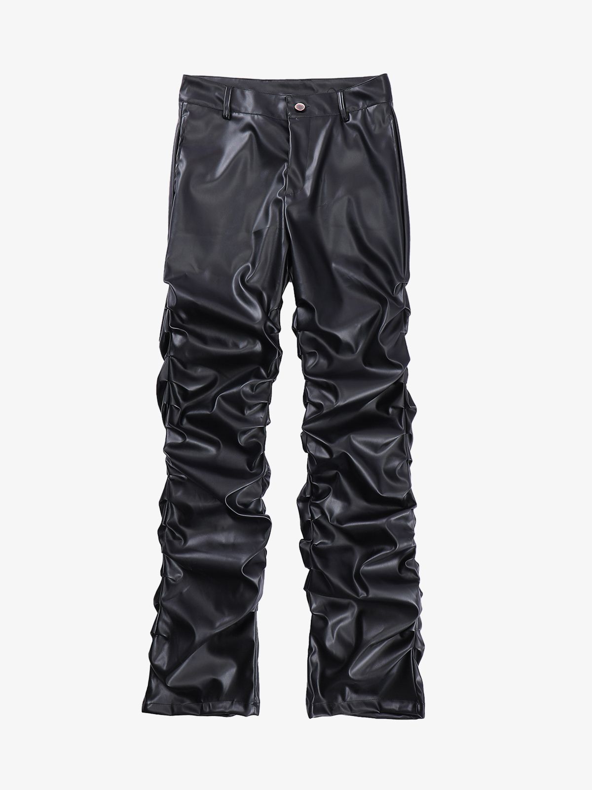 Thesupermade Punk Style Pleated Leather Pants - 2195 - Black / S