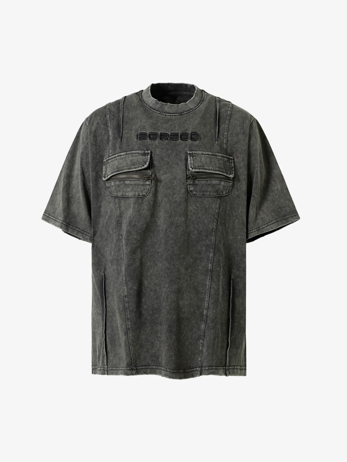 Vintage Washed Multi-Pocket T-Shirt - Dark Grey / M