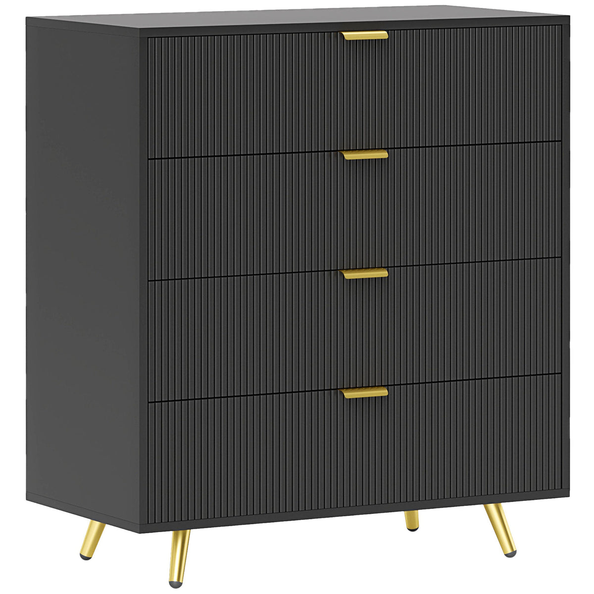 HOMCOM Chest of Drawers with 4 Drawers for Bedroom, Living Room - Black