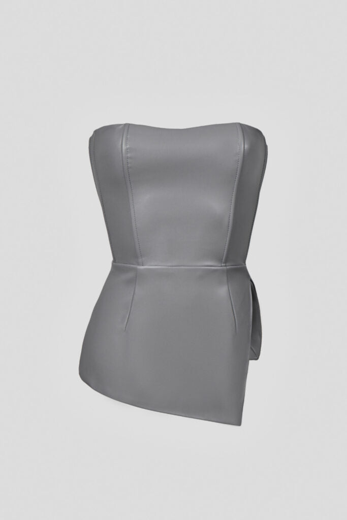 Grey lace-up corset